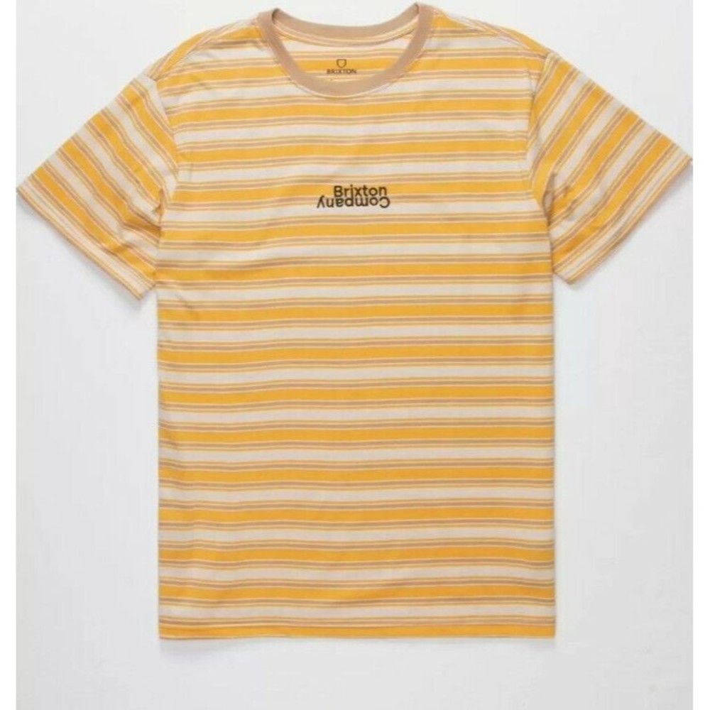 Brixton Hilt Revert Yellow Striped Tee, Sz Small T-shirt